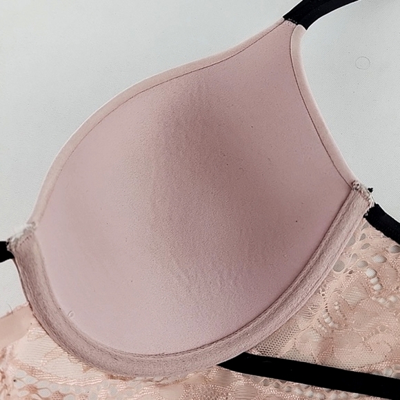 ⭐️2/ $40⭐️ La SENZA So Free Underwire Light Pink Lace Black Trim Padded Sz 34B - Picture 13 of 15